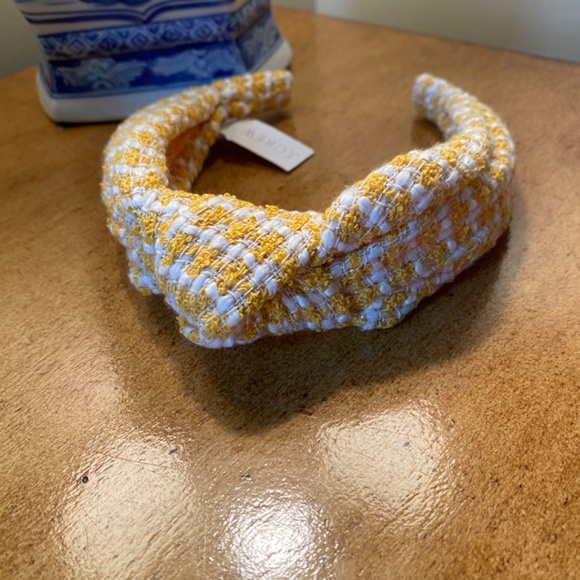 J. Crew  Tweed Yellow Turban Knot Headband - Picture 3 of 4